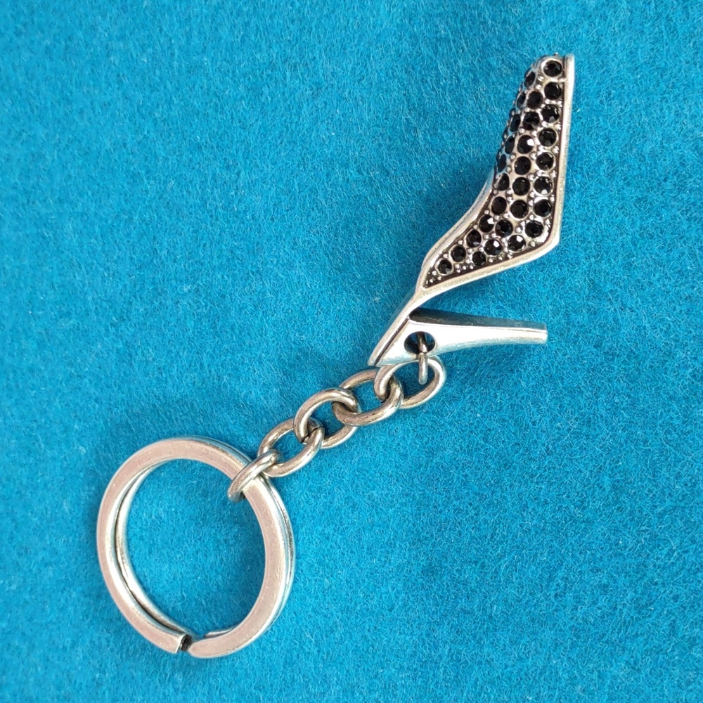 Black Crystal High Heel Charm Key Ring
